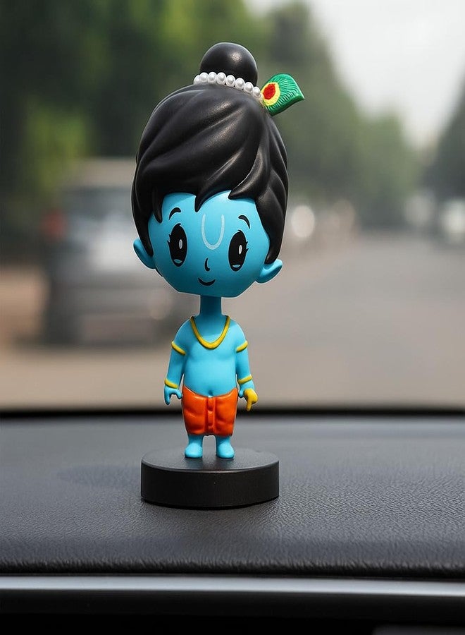 Acceptance Lord Shree Krishna Idol Bobblehead for Car Dashboard, Office Table,Home Decor| Little Mor Pankh & Bansuri Figurin|God Statue for Gifting Kids,Family & Friends (Krishna) - Image 1